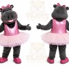 Gray Hippo Mascot Costume with Custom Logo