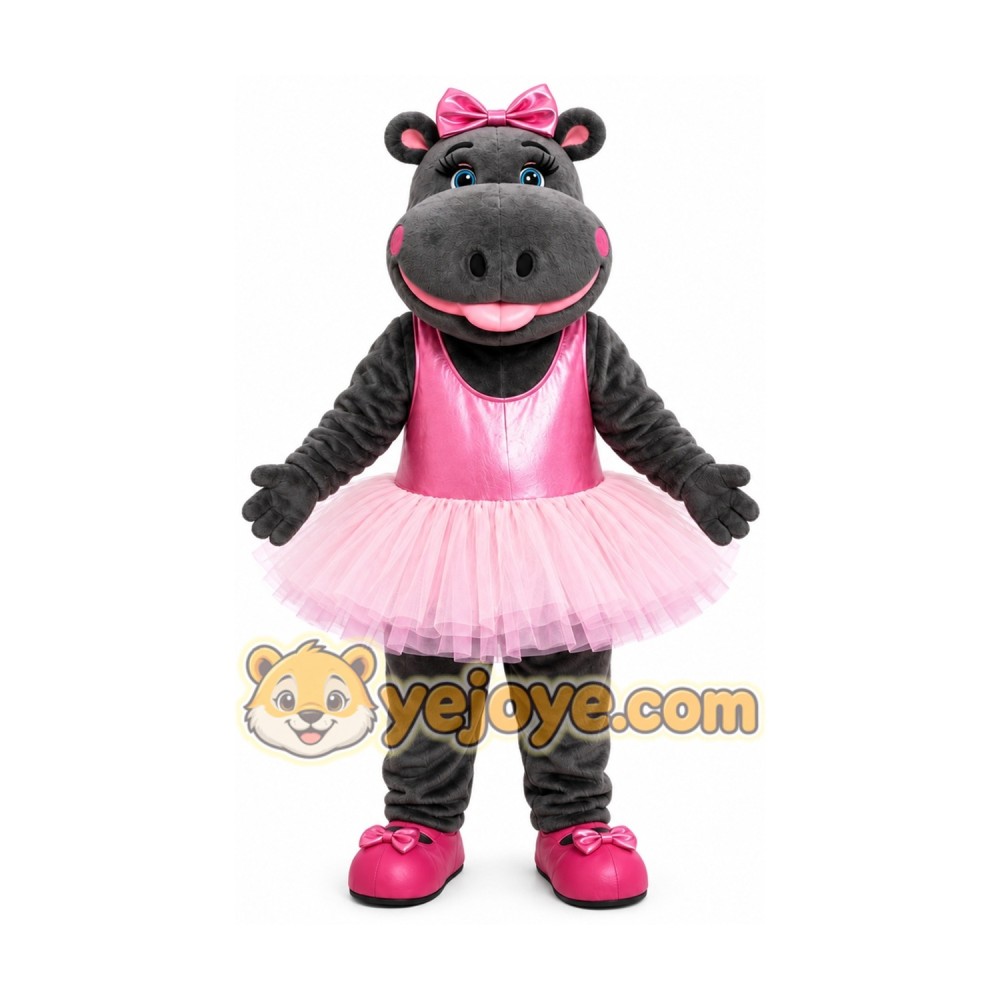 Gray Hippo Mascot Costume with Custom Logo Gray Hippo Mascot Costume with Custom Logo