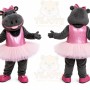 Gray Hippo Mascot Costume with Custom Logo