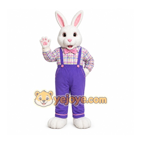 White Rabbit Mascot Costume with Custom Logo White Rabbit Mascot Costume with Custom Logo