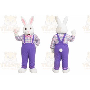 White Rabbit Mascot Costume with Custom Logo