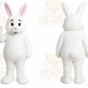 White Rabbit Mascot Costume with Custom Logo
