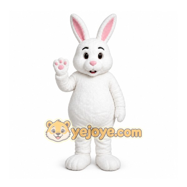 White Rabbit Mascot Costume with Custom Logo White Rabbit Mascot Costume with Custom Logo