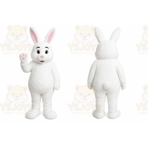 White Rabbit Mascot Costume with Custom Logo
