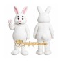 White Rabbit Mascot Costume with Custom Logo