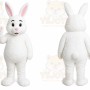 White Rabbit Mascot Costume with Custom Logo
