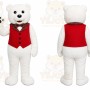 White Bear Mascot Costume with Custom Logo
