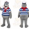 Gray Seal Mascot Costume with Custom Logo