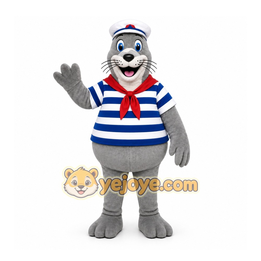 Gray Seal Mascot Costume with Custom Logo Gray Seal Mascot Costume with Custom Logo