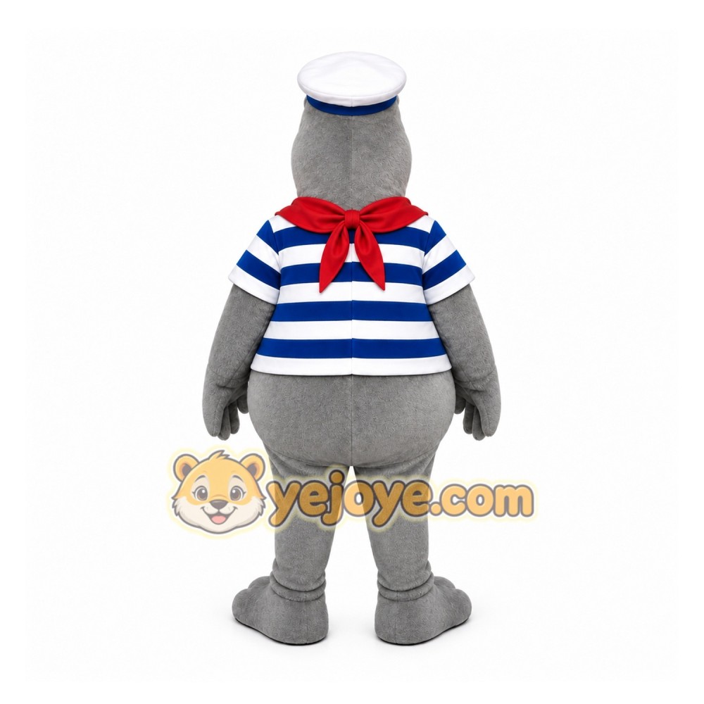 Gray Seal Mascot Costume with Custom Logo Gray Seal Mascot Costume with Custom Logo