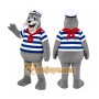 Gray Seal Mascot Costume with Custom Logo