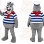 Gray Seal Mascot Costume with Custom Logo