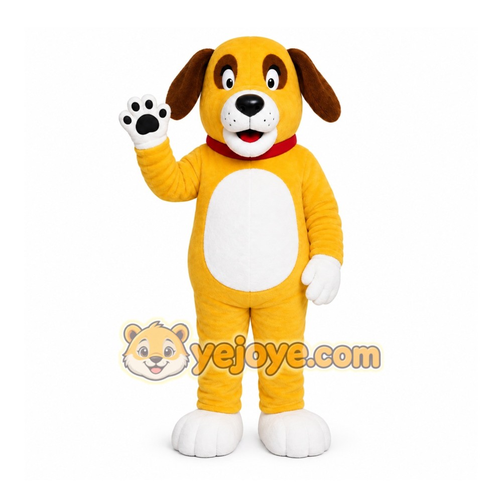 Yellow Dog Mascot Costume with Custom Logo Yellow Dog Mascot Costume with Custom Logo