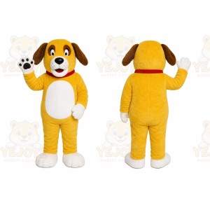 Yellow Dog Mascot Costume with Custom Logo