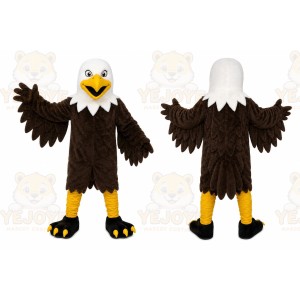Brown Eagle Mascot Costume with Custom Logo