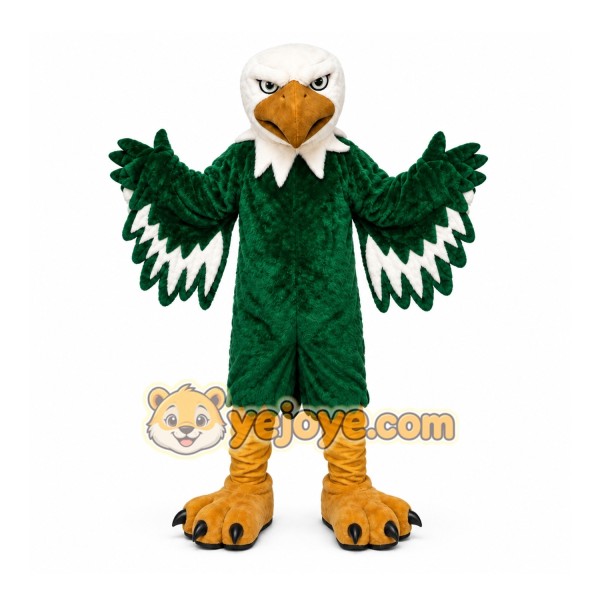 Green Eagle Mascot Costume with Custom Logo