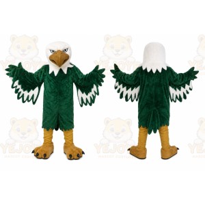 Green Eagle Mascot Costume with Custom Logo