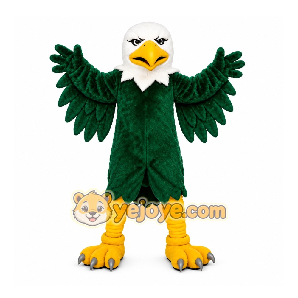 Green Eagle Mascot Costume with Custom Logo Green Eagle Mascot Costume with Custom Logo