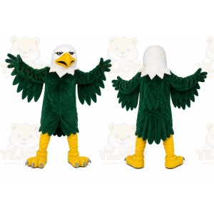 Green Eagle Mascot Costume with Custom Logo