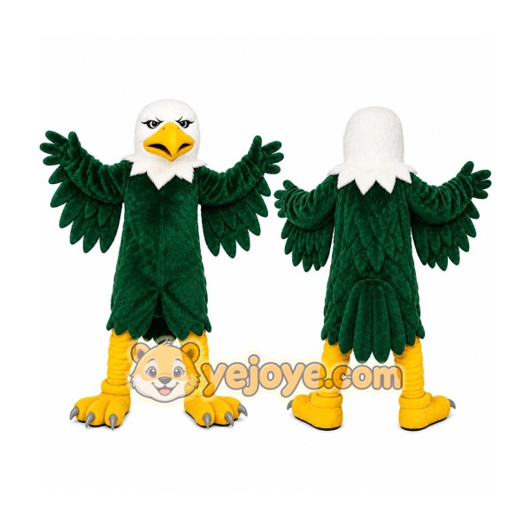 Green Eagle Mascot Costume with Custom Logo