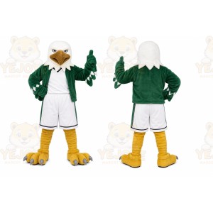 Green Eagle Mascot Costume with Custom Logo