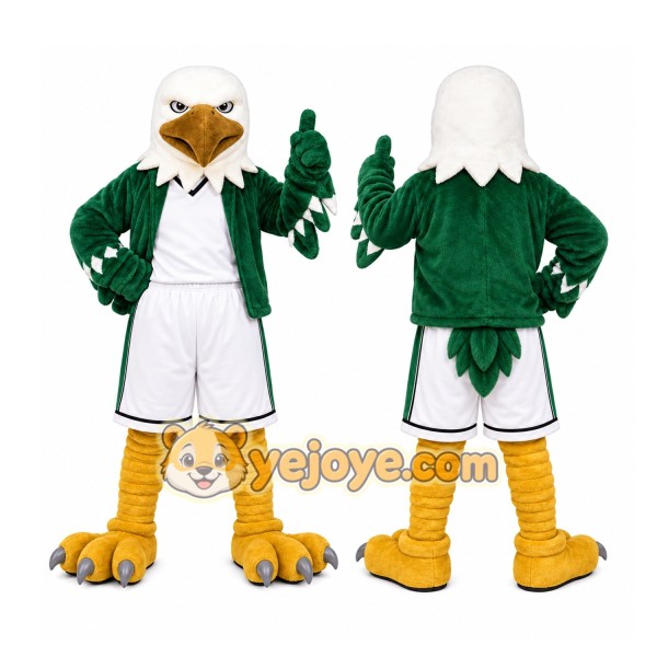 Green Eagle Mascot Costume with Custom Logo