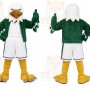 Green Eagle Mascot Costume with Custom Logo