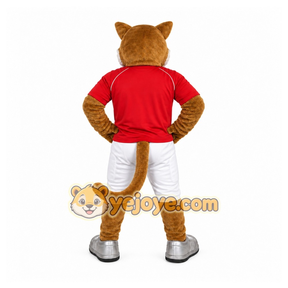 Brown Cougar Mascot Costume with Custom Logo Brown Cougar Mascot Costume with Custom Logo