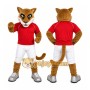 Brown Cougar Mascot Costume with Custom Logo