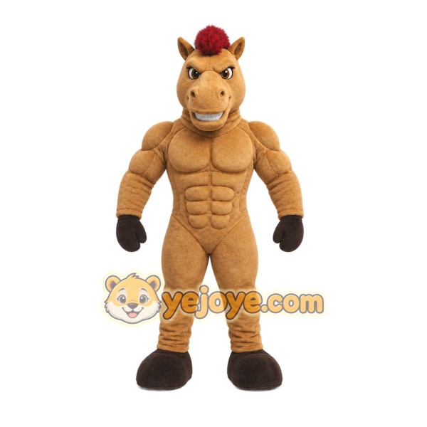 Brown Horse Mascot Costume with Custom Logo