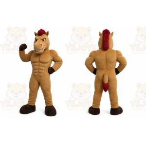 Brown Horse Mascot Costume with Custom Logo