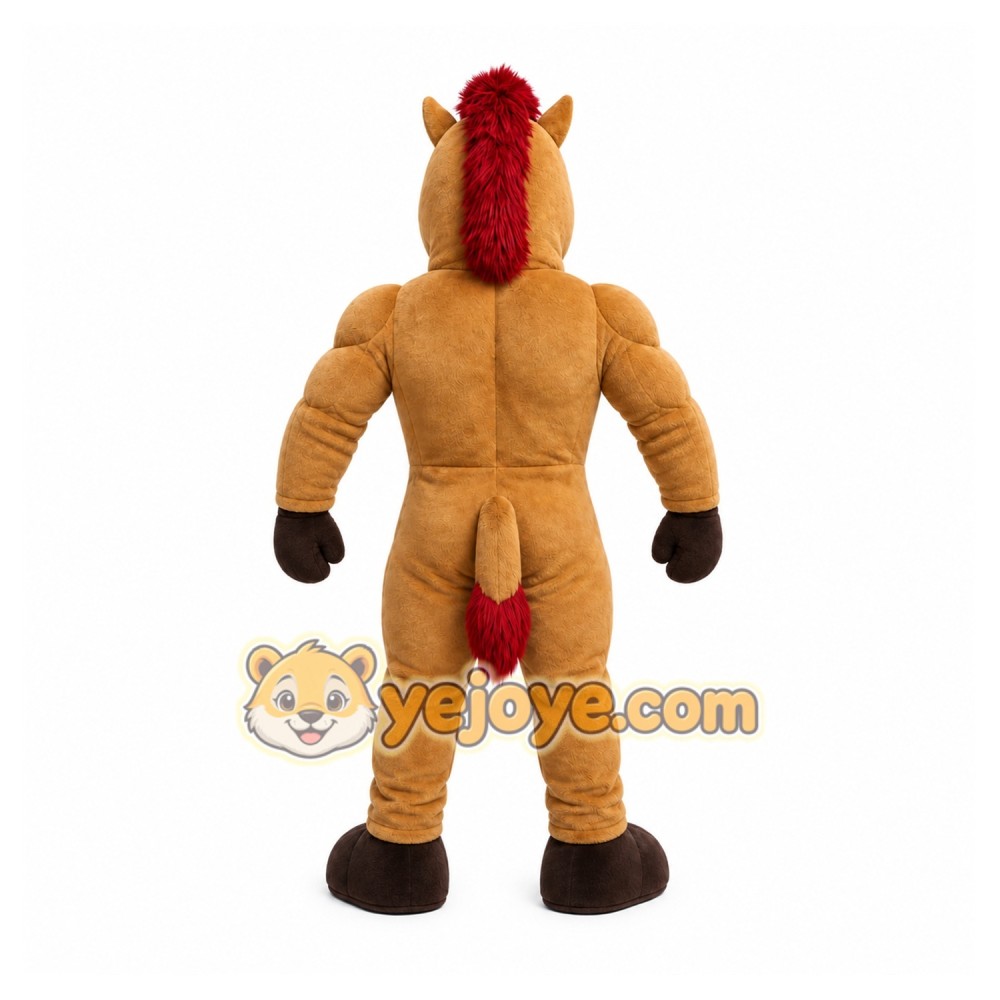 Brown Horse Mascot Costume with Custom Logo