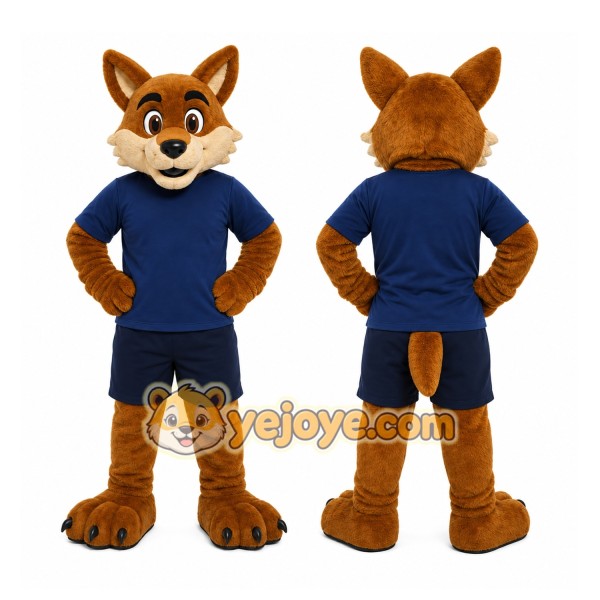 Brown Fox Mascot Costume with Custom Logo