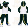 Green Dinosaur Mascot Costume with Custom Logo