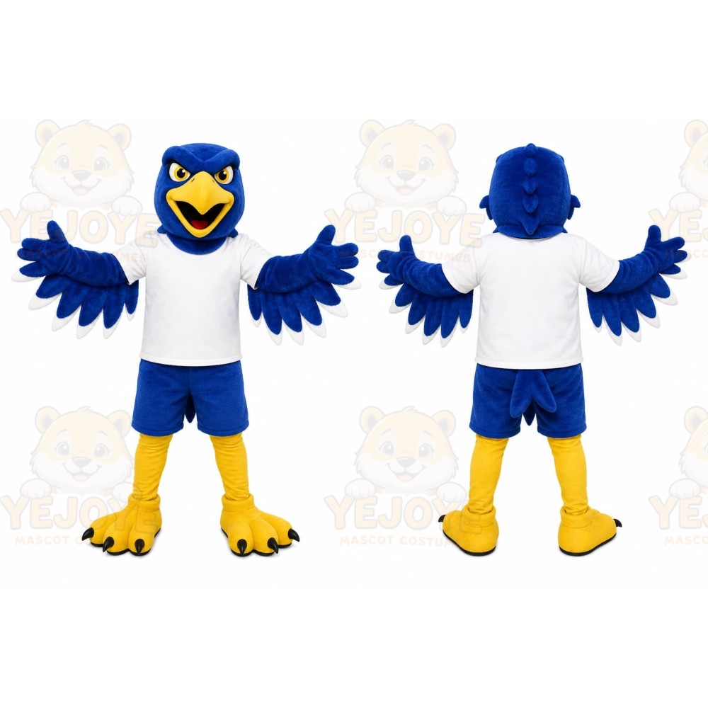 Blue Bird Mascot Costume with Custom Logo