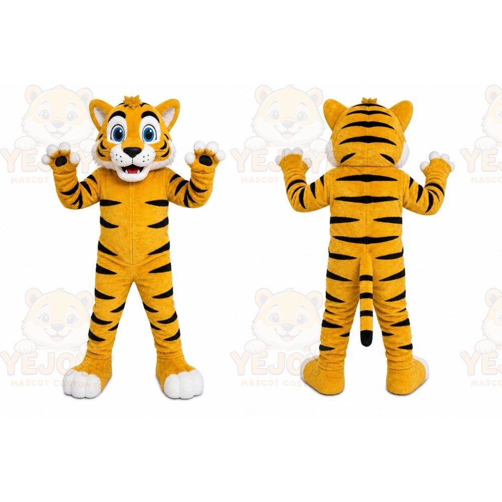 Orange Tiger Mascot Costume with Custom Logo