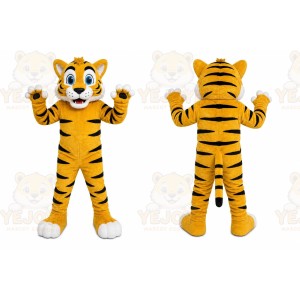 Orange Tiger Mascot Costume with Custom Logo