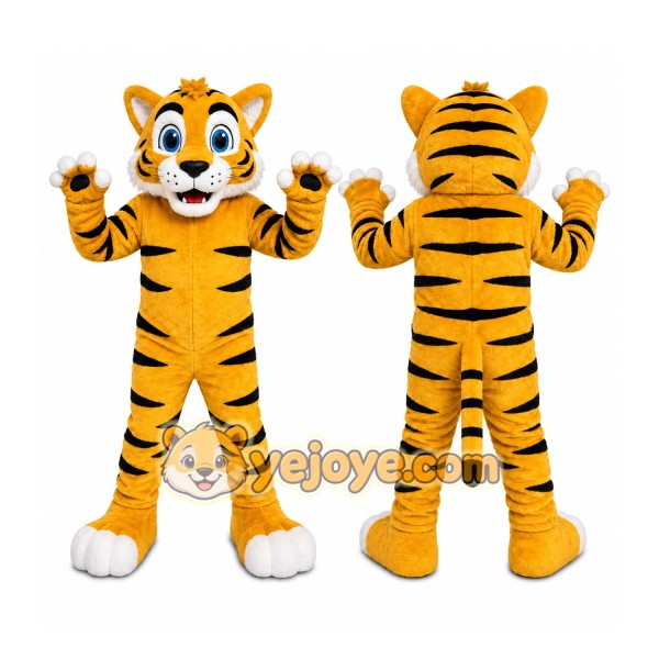 Orange Tiger Mascot Costume with Custom Logo