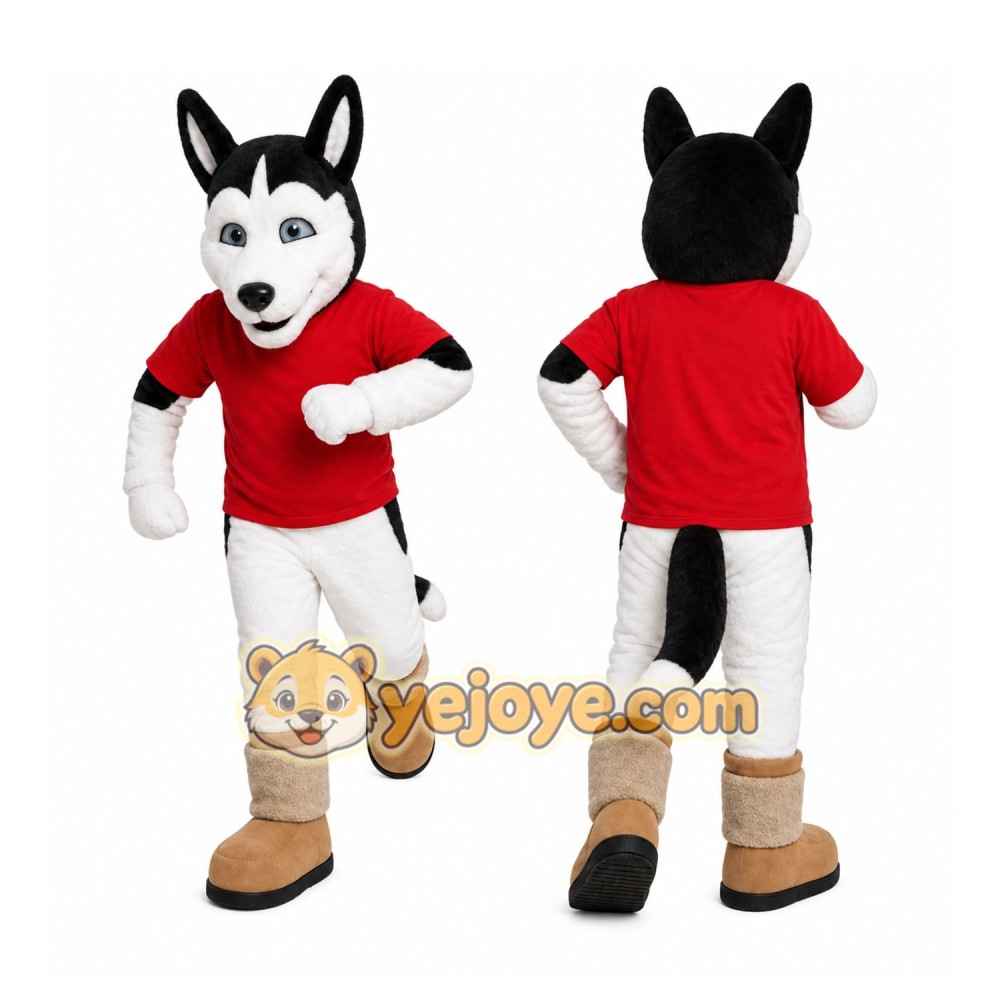 White Dog Mascot Costume with Custom Logo