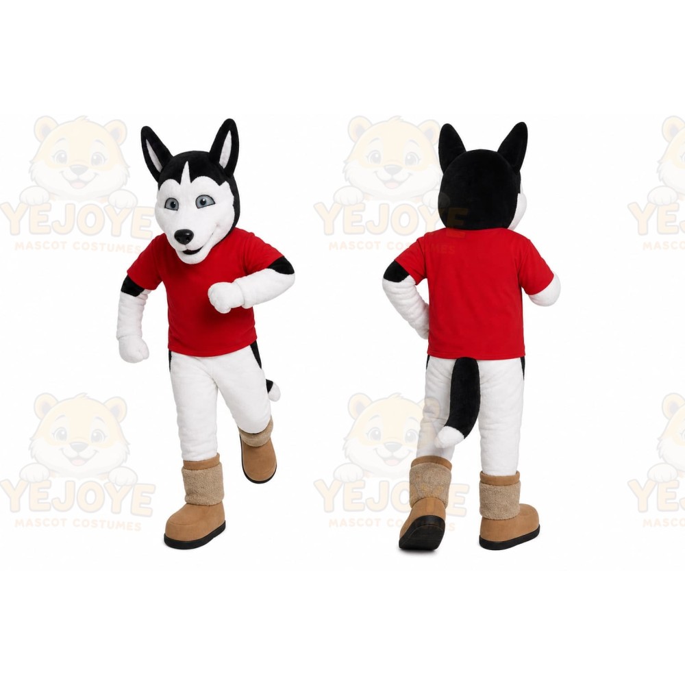 White Dog Mascot Costume with Custom Logo