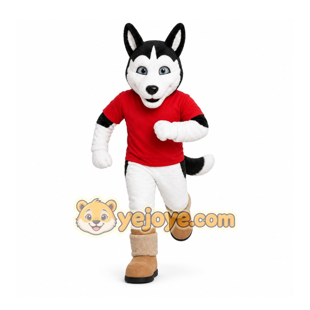 White Dog Mascot Costume with Custom Logo