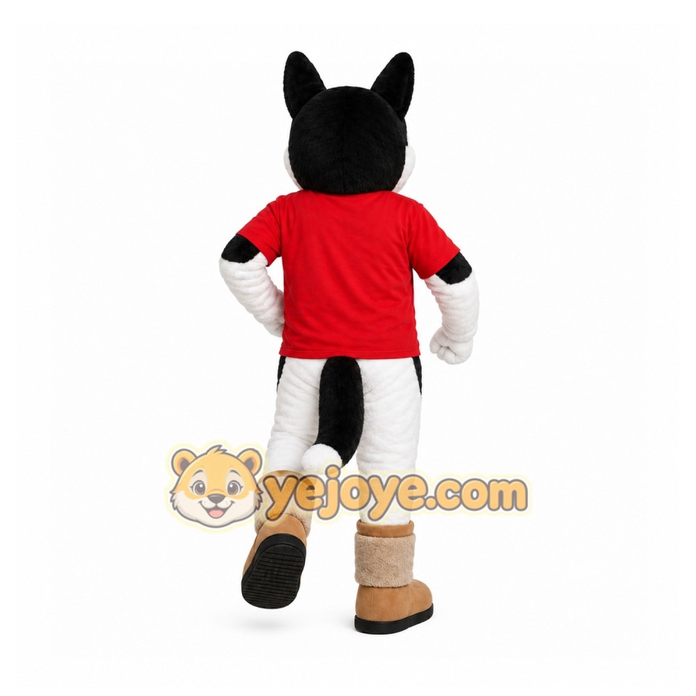 White Dog Mascot Costume with Custom Logo