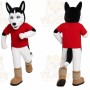 White Dog Mascot Costume with Custom Logo