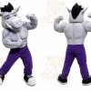 Gray Donkey Mascot Costume with Custom Logo