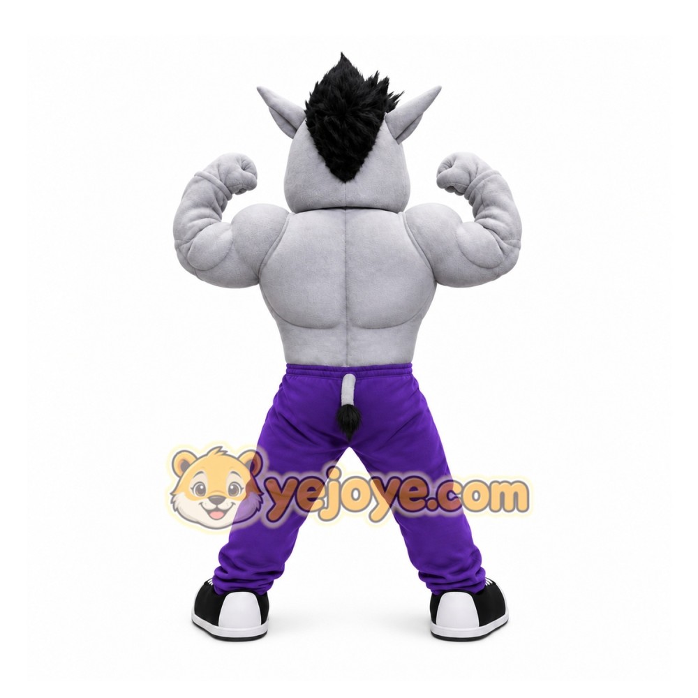 Gray Wild Boar Mascot Costume with Custom Logo