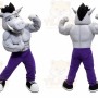 Gray Donkey Mascot Costume with Custom Logo