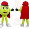 Green Superhero Mascot Costume with Custom Logo