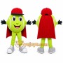 Green Superhero Mascot Costume with Custom Logo