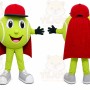 Green Superhero Mascot Costume with Custom Logo
