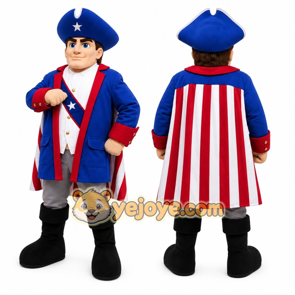 Colonial Man Mascot Costume with Custom Logo
